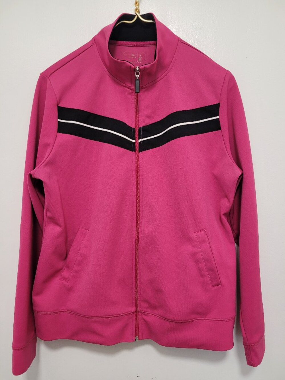 Women’s Long Sleeve Fuchsia Jacket Size X1 Active Sport, Zip Closure